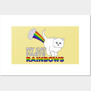 My Cat Farts Rainbows - Funny Cat Fart Rainbow Posters and Art